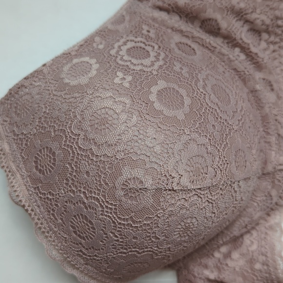 Aerie Real Happy Plunge Crochet Lace Underwire Bra 36D Pink Tan Purple - Picture 8 of 16